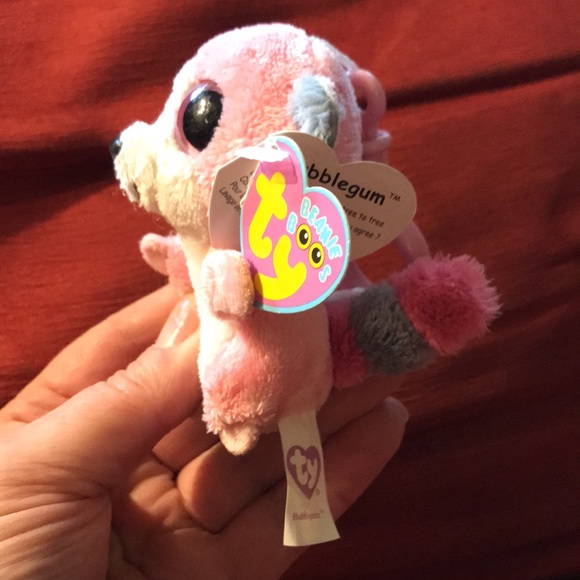 Beanie Boo Bubblegum (Lemur) 6 inch Size and mini Beanie Boo Bubblegum with tags - Picture 8 of 9